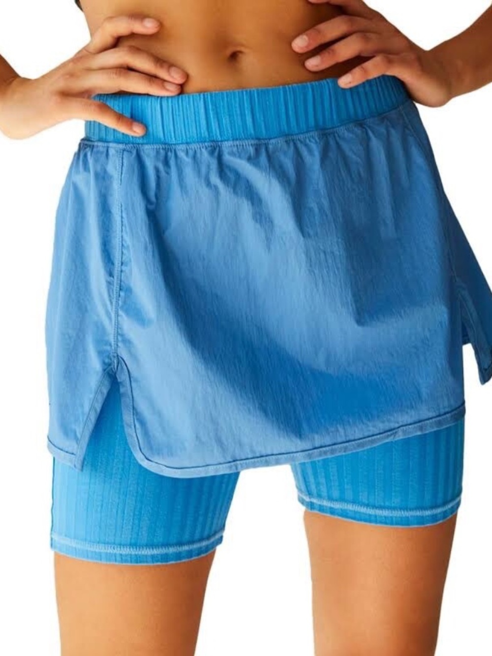 FP Movement S Daisy Woven Skorts in Blue Ribbed Shorts Polyester Skirt